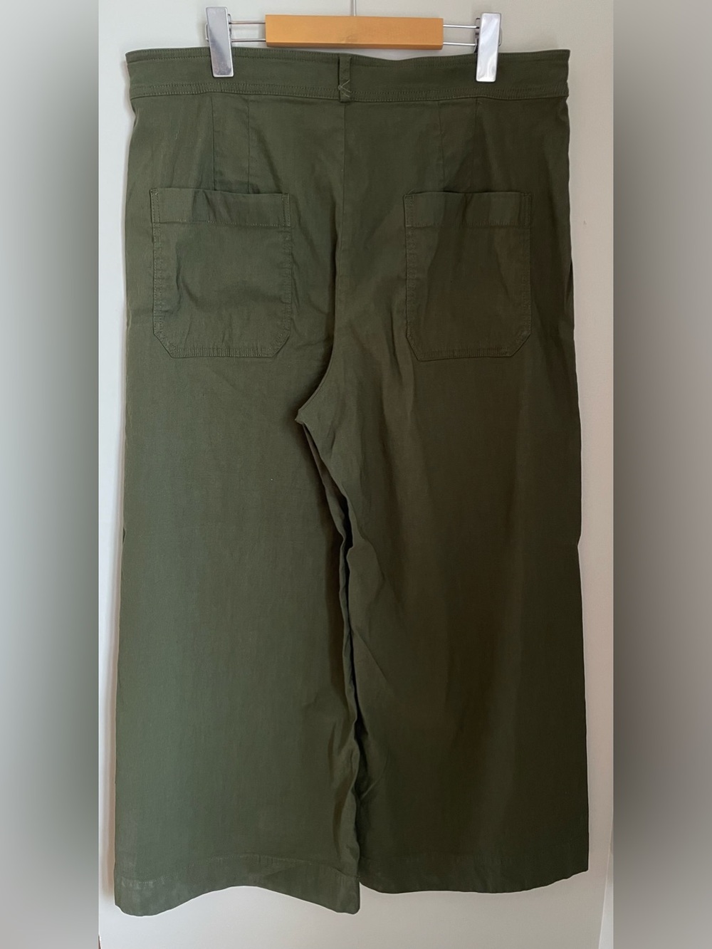 Maeve Anthropologie Ettie High-Rise Crop Wide-Leg Pants Green Size 34 Linen Boho - Picture 5 of 11